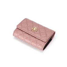 

Leather Card Holder Women's Short Leather Diamond Lattice Organ Card Holder Multi-card Slot Driver's License Card Holder