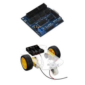 

Transparent Motor Smart Robot Car Chassis Kit Speed Encoder Battery Box for Arduino DIY with for Arduino / Genuino UNO R3 Sensor
