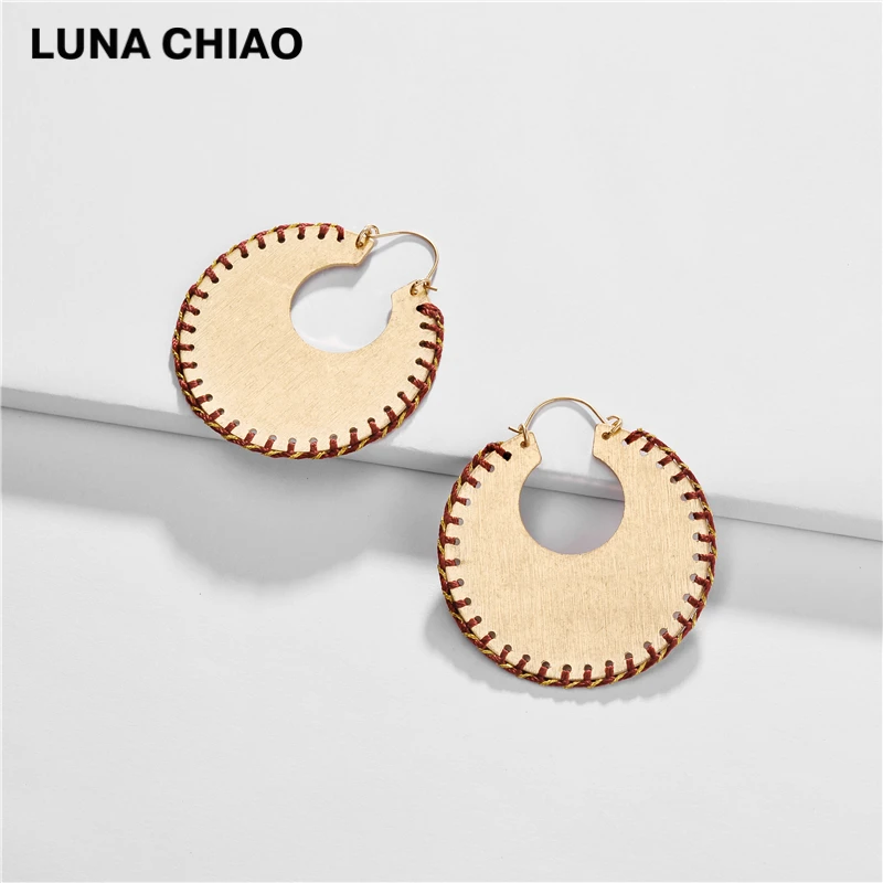 LUNA CHIAO модные большие металлические серьги обруч плетеные ручной работы большой