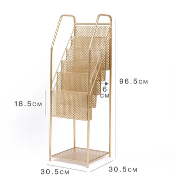 

Nordic ins metal bookshelf small gold multilayer magazine newspaper rack floor book rack iron information rack