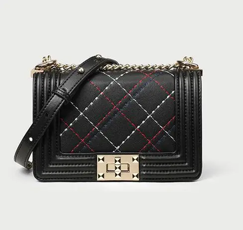 

2019 new coming female woman's messenger shoulder handbags designer ladies chain shoulder cross body 050 flap bags black white