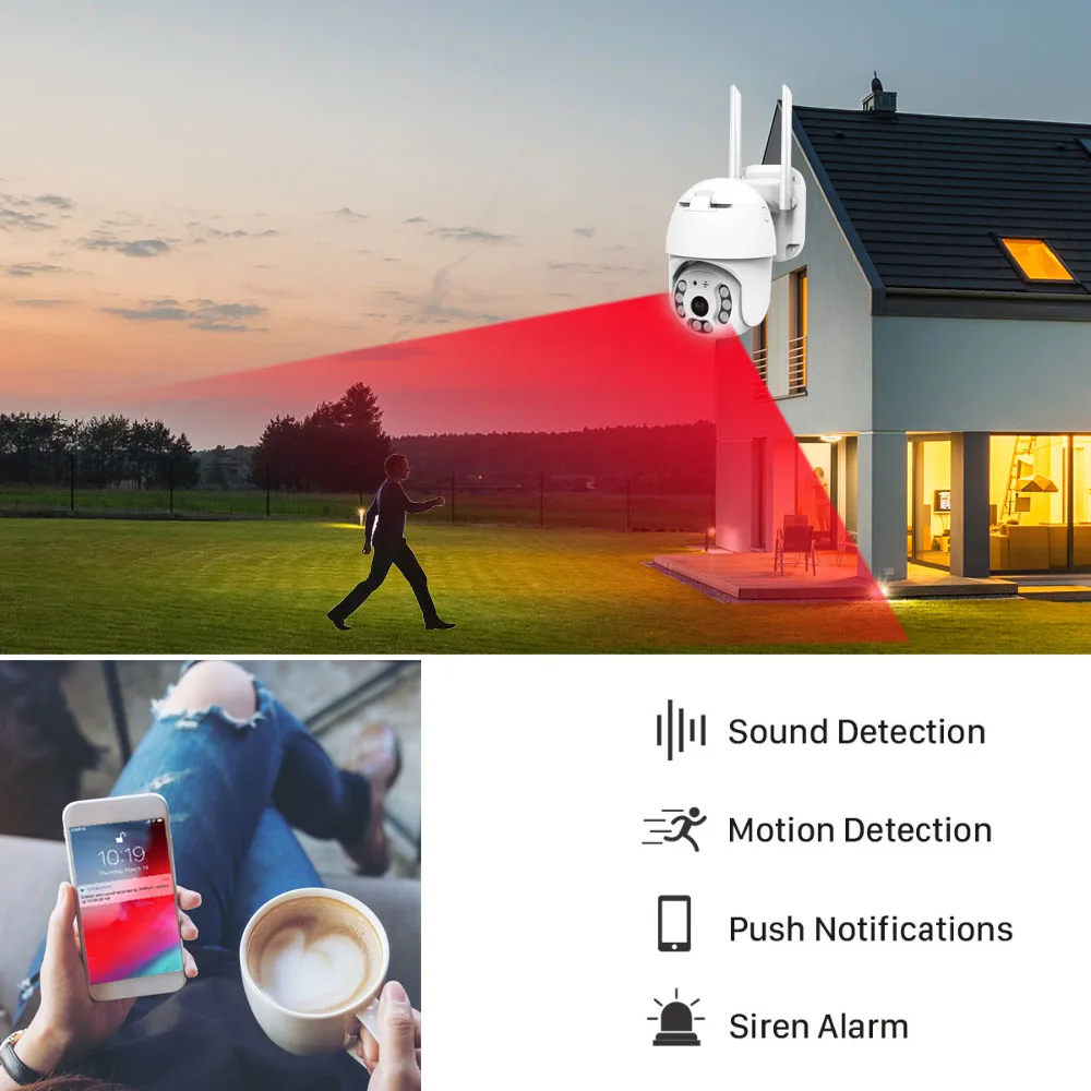  1080P IP Camera WiFi Wireless PTZ Speed Dome CCTV IR Onvif Camera Outdoor Security Surveillance Wat - 33028715434