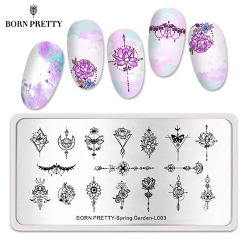 

BORN PRETTY Mandala Series Nail Stamping Plates Flowers Rectangle Nail Art Image Stencil Theme Template