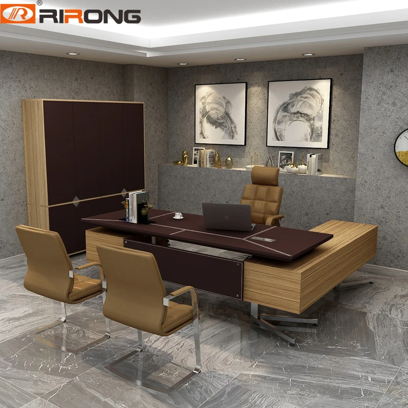 Modern Office Design Personal Office Complete Custom Brown Chocolate Office Furniture Wooden Manager Office Table Desk Set