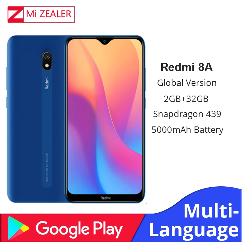 Новая глобальная версия Xiaomi Redmi 8A 2 Гб ОЗУ 32 Гб ПЗУ Snapdragon 439 камера 12 МП аккумулятор 5000 мАч смартфон Восьмиядерный