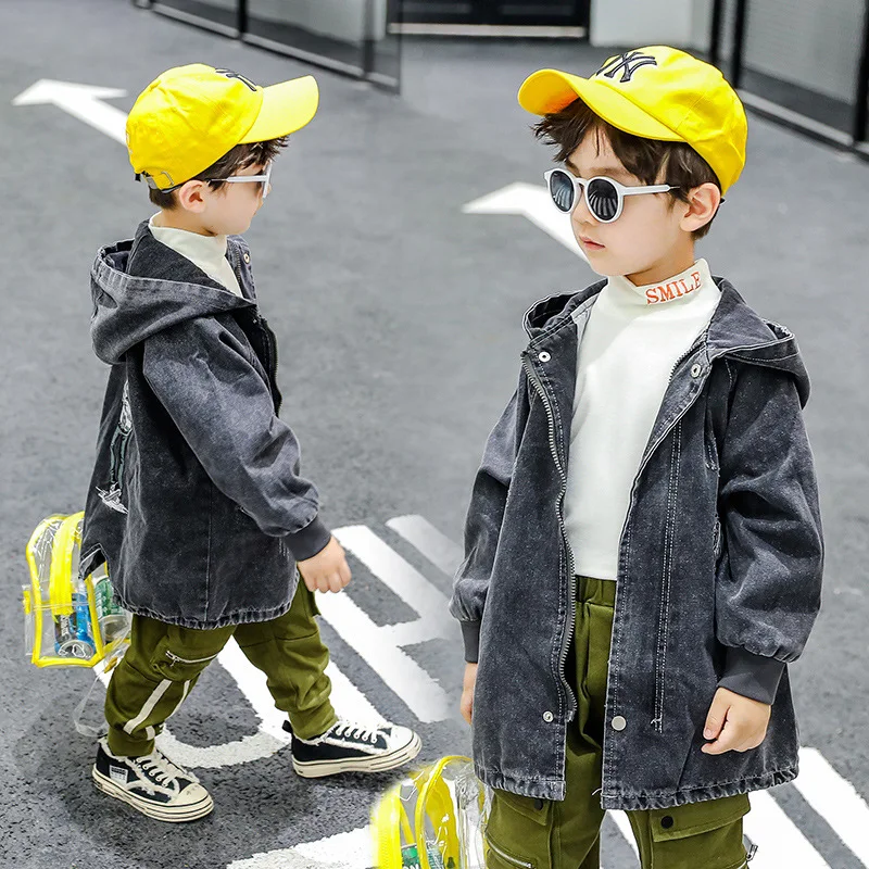 

Childrenswear Boys' Denim Jacket 2019 Spring New Style Children Korean-style Big Virgin Boy Western Style Spring And Autumn