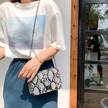 

Luxury Shoulder Women Bags Designer Serpentine Small Square Crossbody Bags Wild Girls Snake Print Shoulder Messenger Bag