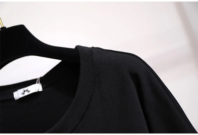Осень зима размера плюс Топы для женщин Большой пуловер с длинным рукавом Свободная Повседневная футболка с круглым вырезом и принтом черная 4XL 5XL 6XL 7XL