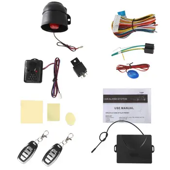 

Universal Car Alarm Vehicle System Protection Security System Keyless Entry Siren + 2 Remote Control Burglar 4-pin Relay Wiring
