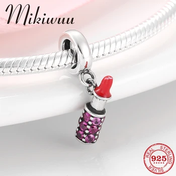 

Hot sale 925 Sterling Silver Red lipstick CZ beads Fit Original Pandora Charms Bracelet Bangles DIY Jewelry making