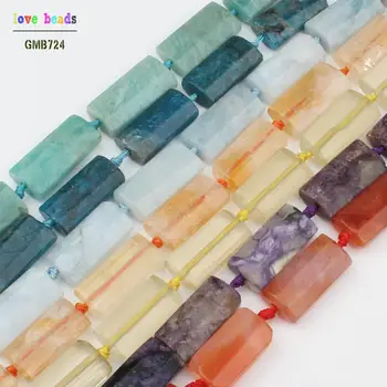 

14x28mm Natural Rectangular Stone Beads Multicolor Loose Spacer Beads Diy Bracelet Accessories Jewelry Making
