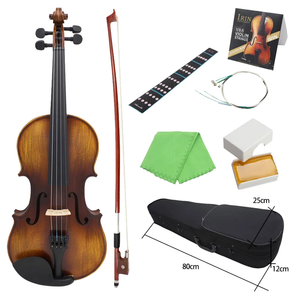 

4/4 Full Size Spruce Natural Color Wood Violin Fiddle Case Bow Rosin Set