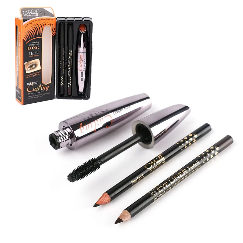 

Professional 3pcs/set Waterproof 3D Volumizing Mascara With Long Lasting Black Brown Eye Lip Liner Eyeliners Make Up Set TSLM2