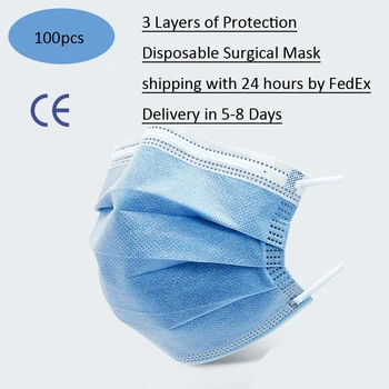 

Fast Shipping FedEx Disposable Face Masks Virus Protection Non Woven Mouth Mask Safe 3-layer Dust Proof Breathable facemasks
