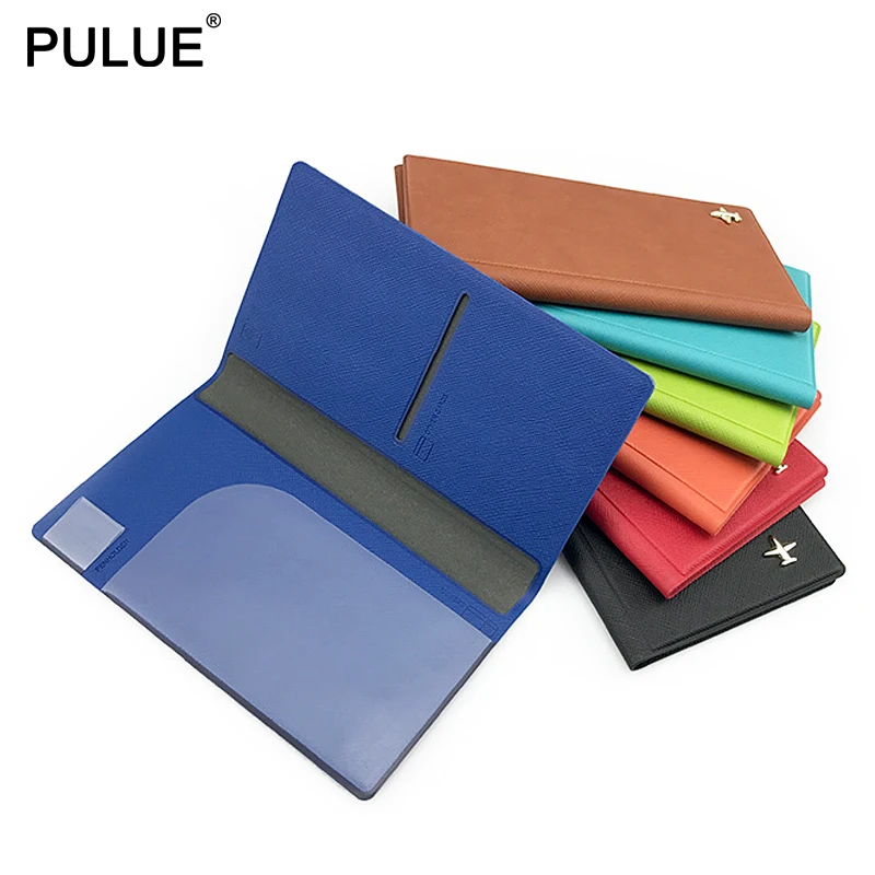 

7 Colors Women Long Passport Covers PU Leather Men Passport Wallet Travel Abroad Boarding Check Ticket Holder ID Bank Card Bag