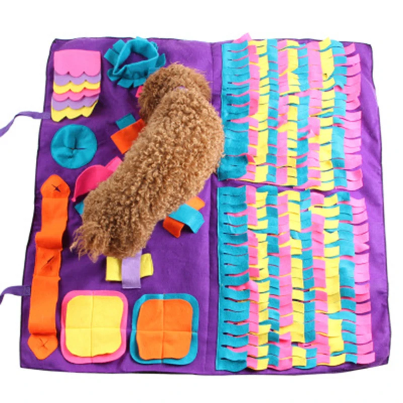 Собачий коврик для домашних животных, собачий коврик для нюхания пищи, интерактивная игра, игрушки для снятия стресса - Цвет: 90x90cm purple