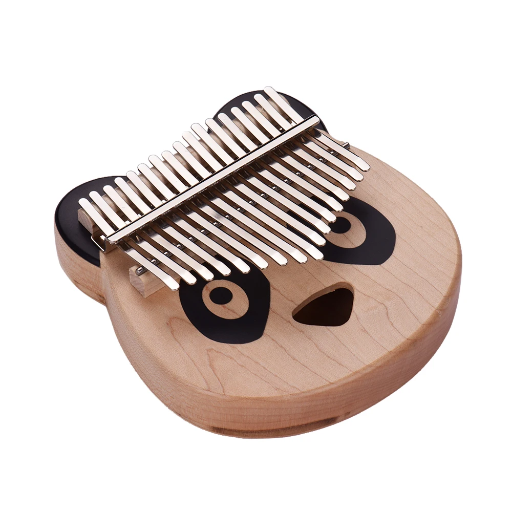 

New Animal Wooden 17-Key Kalimba Thumb Piano Maple with Carry Bag Musical Note Stickers Tuning Hammer Cloth Gift for Children