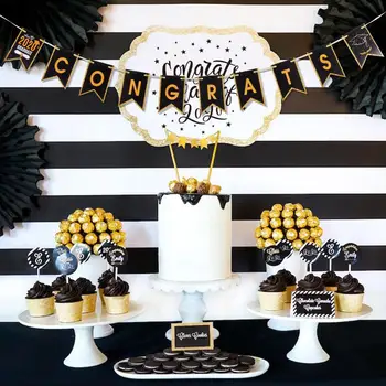 

Graduation Party Decorations Class of 2020 Banner Black and Gold Congrats Banner Grad 2020 Garland High School Grad