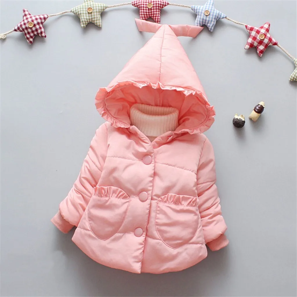 

Children Kids Winter Warm Solid Color Button Down Jacket Hooded Coat With Pocket Coat Kids Coats Tops Clothes 2019 New W1119