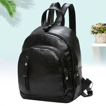 

Fashion Women Backpack PU Leather College School Bag Black Rucksack Lady Girls Travel Bag Satchel