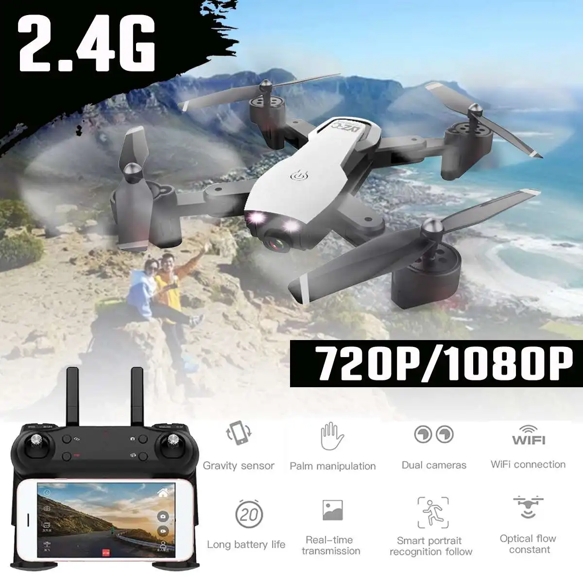 2,4G L107 1080P двойной камеры Дрон 120M RC Дрон gps полный широкоугольный камера приложение беспилотная камера д/у gps