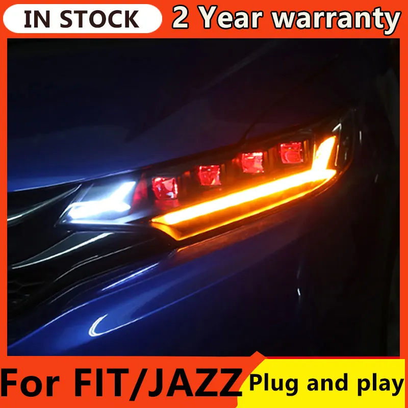 

Автомобильный Стайлинг, передняя фара для джазовых фар 2014-2018, динамический сигнал, светодиодная фара DRL Hid Биксеноновые автомобильные аксессуары