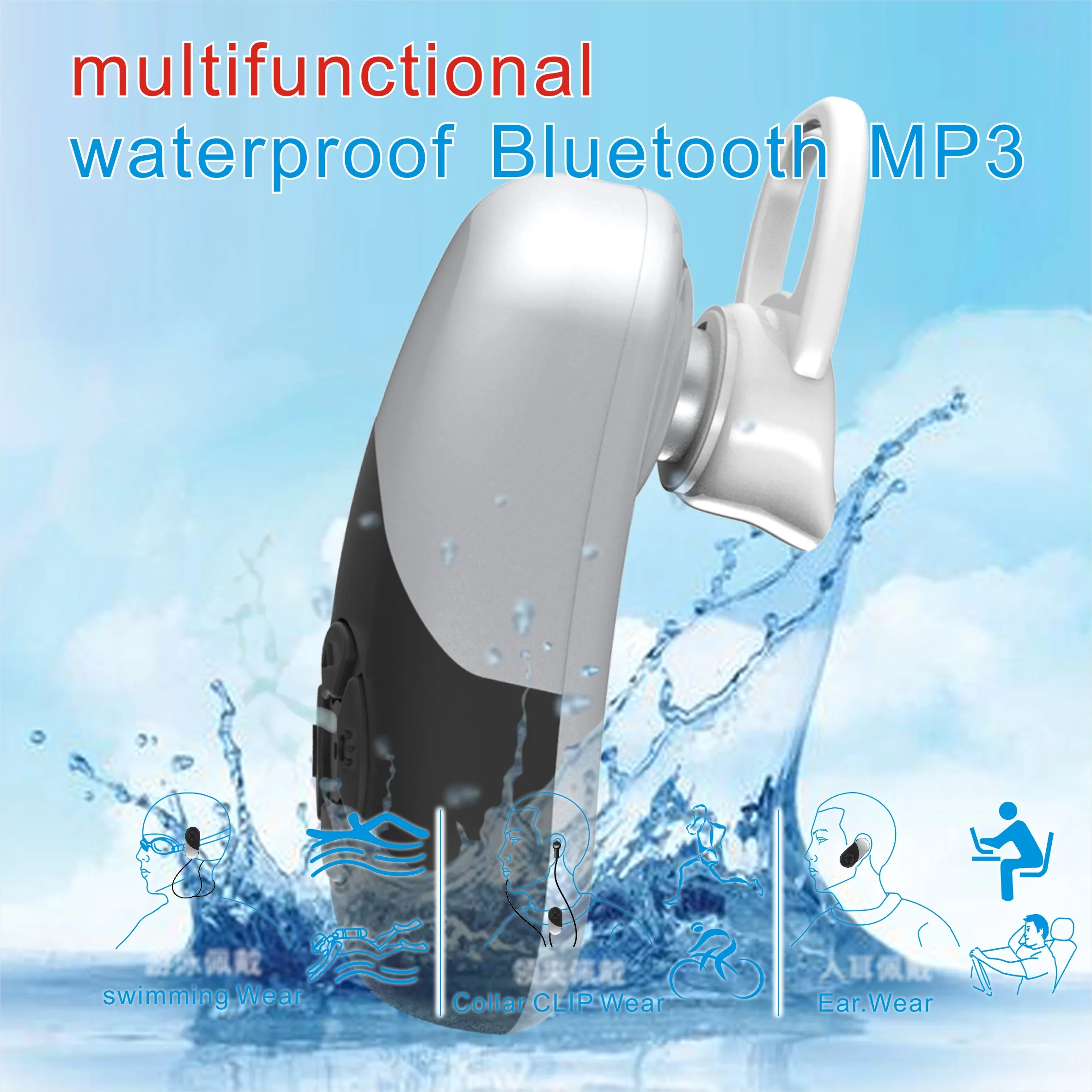 Дайвинг bluetooth 5,0 наушники костной проводимости MP3 наушники для плавания беспроводной музыкальный плеер стерео наушники SD карта A8