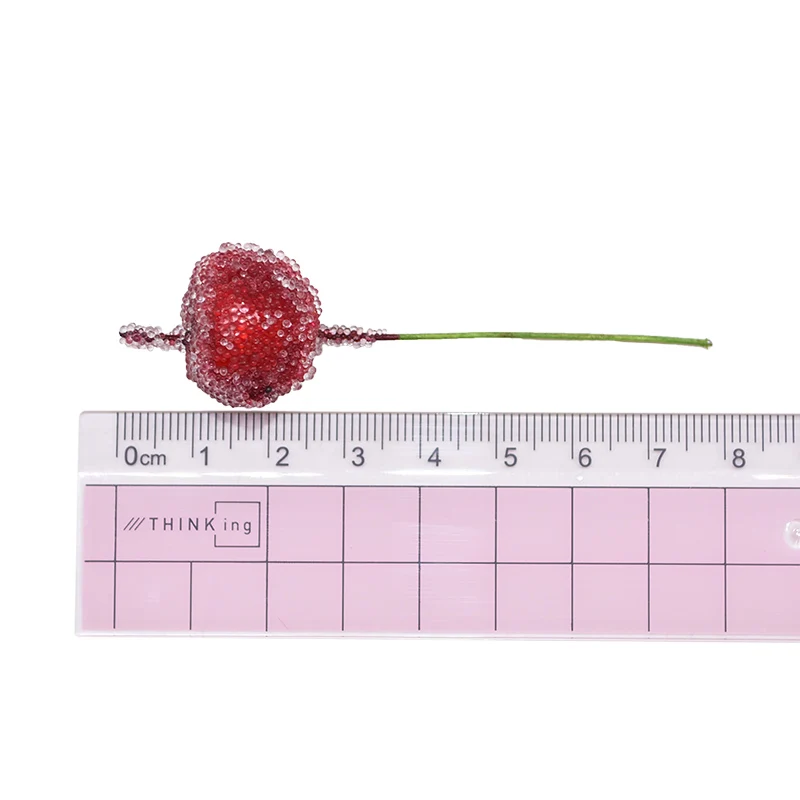 20Pcs 2cm Mini Artificial Apple Fake Fruit Glass Berries Pomegranate Red Cherry Bouquet Stamen Christmas Decorative artificial plants artificial flowers artificial fruits and vegetables