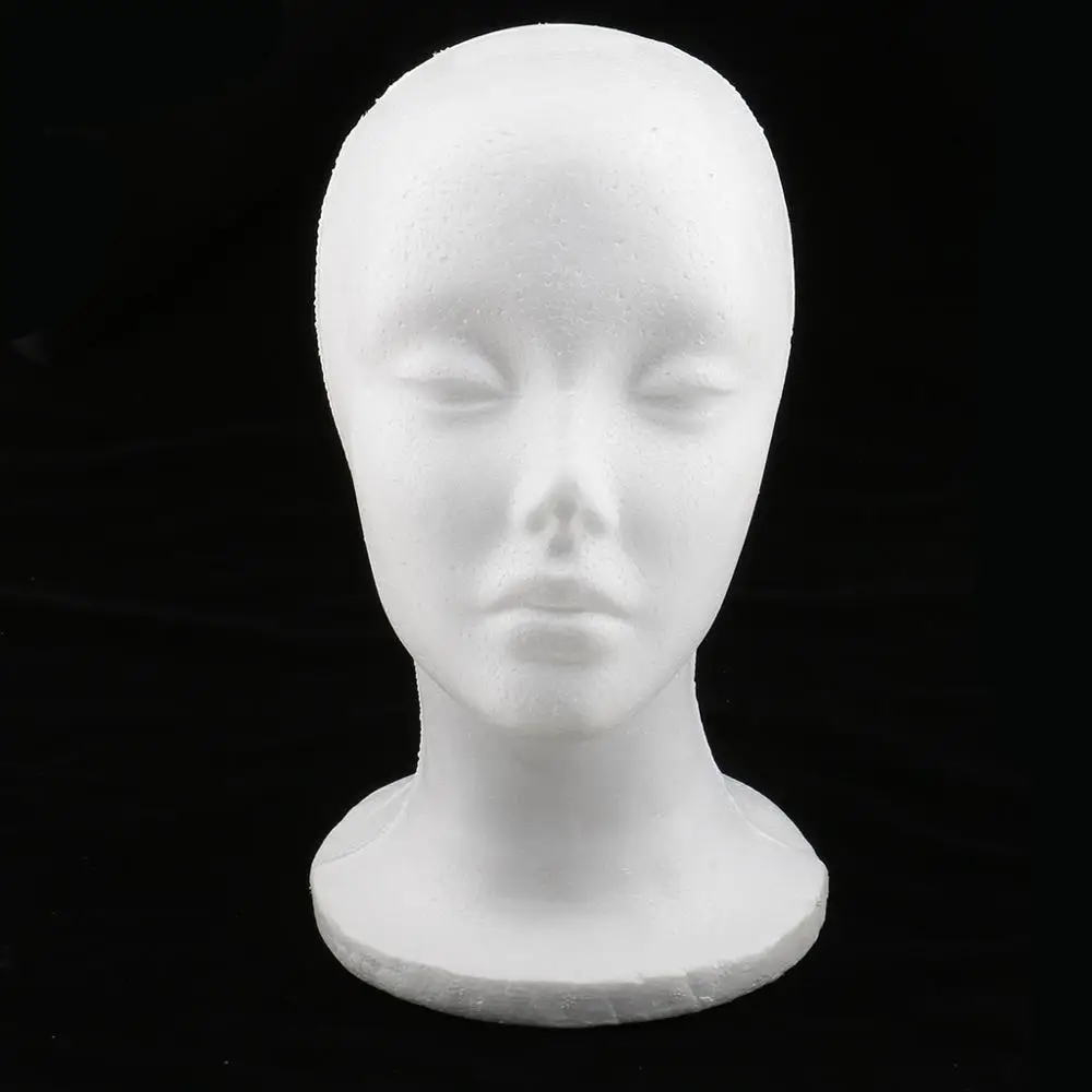 Tête de Mannequin en Polystyrène Blanc, Modèle de Tête en Mousse de Styromousse, Support pour Perruque, Cheveux, Chapeau, Casque, Présentoir T1