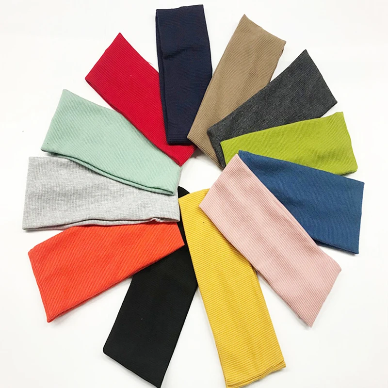 

2020 Winter Headband Women Solid Color Wide Turban Ribbed Knitted Hairband Girls Elastic Hair Bands Hair Accessories For Girls