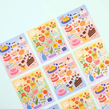 

Flowers Dessert Decorative Sticker Cartoon Traceless Movable Sealing Post It Mobile Phone Notebook Stationery ​diy Cute Stickers
