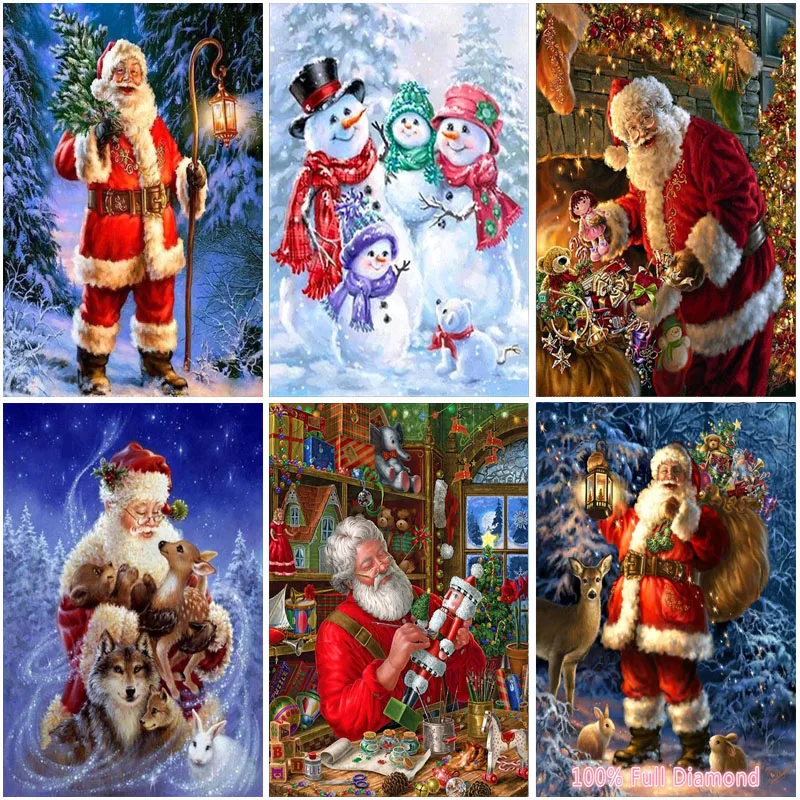 DIY Cartoon Snowman 5D Diamond Painting Full Round Drill Santa Claus Diamond Embroidery Christmas Gift Cross Stitch Kits Gift 5D DIY Diamond Painting