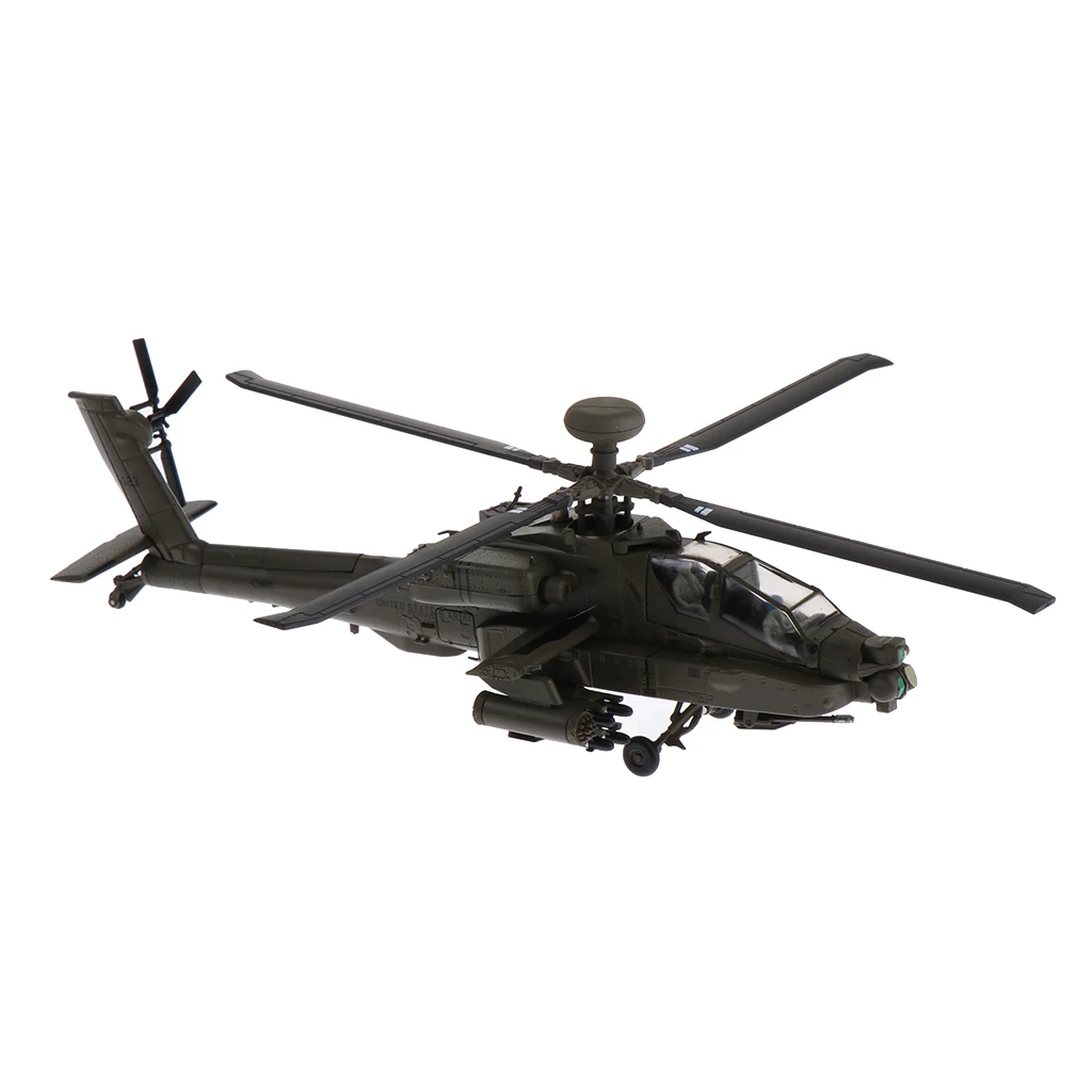 1:72 AH64 Apache Helicopter Model Kit with Stand, Realistic Army Airplane Model, Decoration for Home Office Table Shelf Desktop