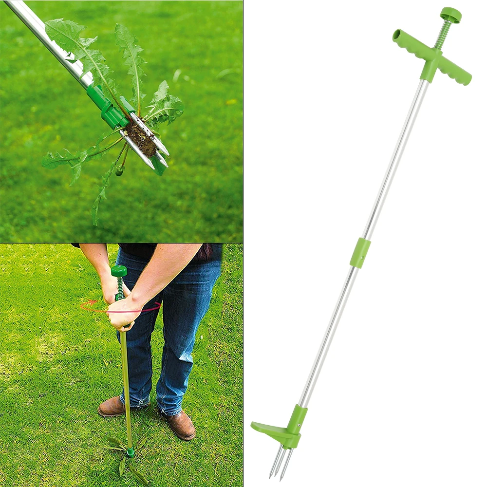Removedor de raíces portátil para exteriores, herramienta de aluminio ligero, mango largo, para césped y jardín, 1 unidad