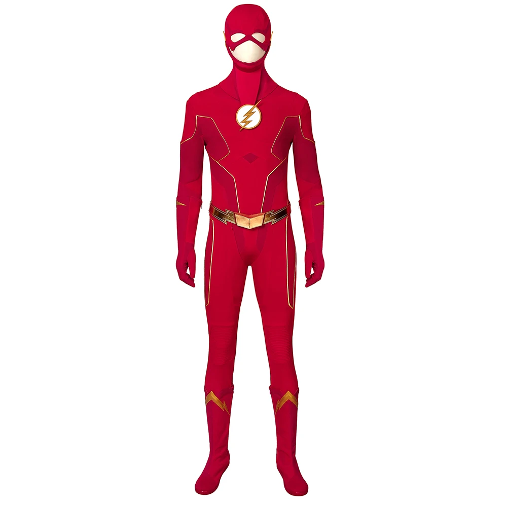 

The Flash Season 6 Barry Allen Cosplay Costume Leather Jumpsuit Superhero Shoes Mask Adult Halloween Carnival Outfit Custom Made