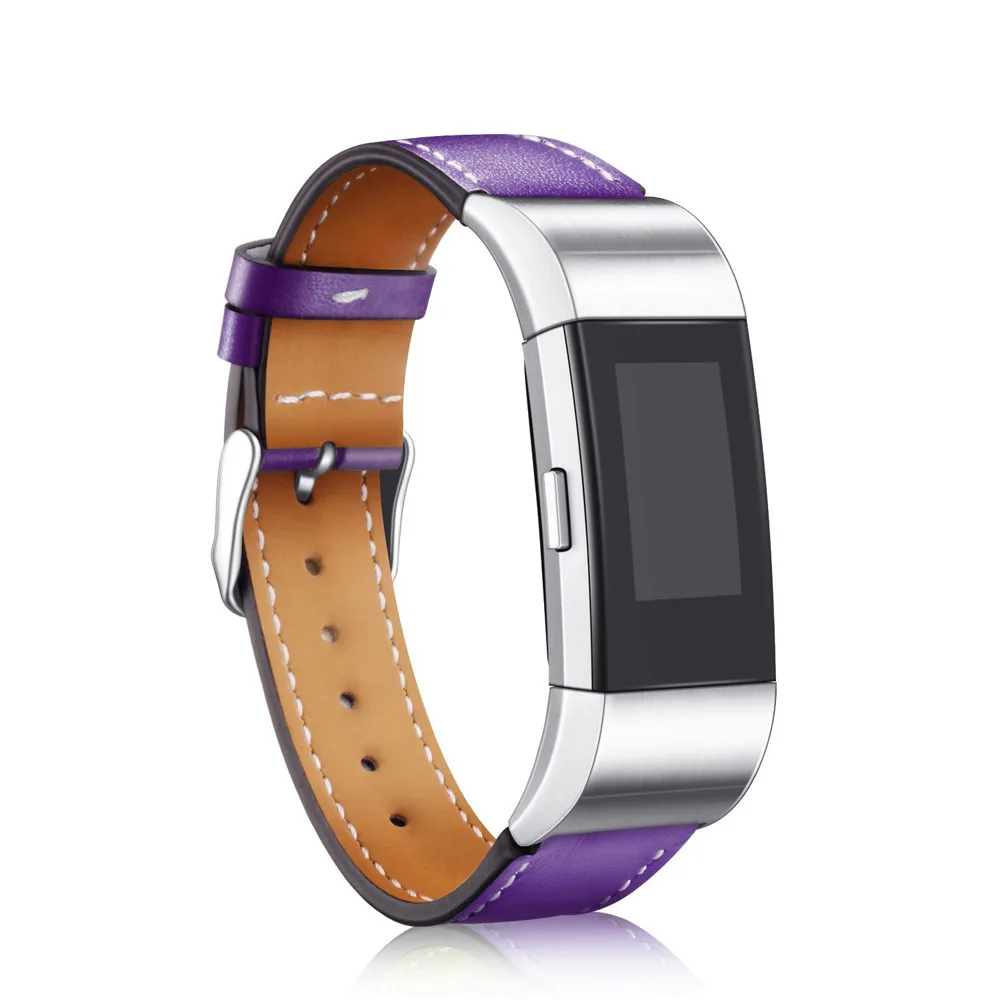 Ремешок из натуральной кожи для Fitbit Charge 2 полосы Классический стиль кожаный ремешок для часов с нержавеющей рамкой для Fitbit Charge 2