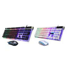 G21 Проводная Механическая клавиатура с подсветкой, светодиодный проводной цветной оптической мыши