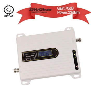 

ZQTMAX 900 1800 2100 2g 3g 4g repeater tri band mobile signal booster lte UMTS cellular signal amplifier internet B1 B3 B8 75dB