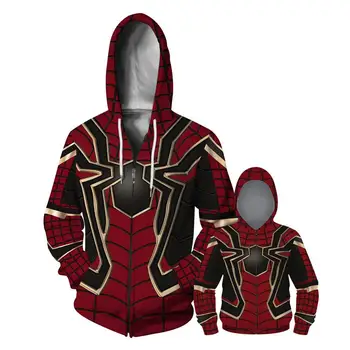 

Best Selling Spiderman Dad Boys Jacket Digital Print Casual Zipper Boys Sweater Loose Hooded Baseball Uniform Parent-child Wear