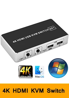 4 порта HDMI KVM коммутатор 4 к USB HDMI KVM коммутатор 4 в 1 выход горячий ключ 4 к X 2 к/30 Гц win10/8/mac os. ПК ноутбук