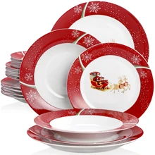 VEWEET CHRISTMASDEER Set di piatti da tavola in porcellana di natale in 18 pezzi con piatto da Dessert piatto da minestra piatto da pranzo regalo