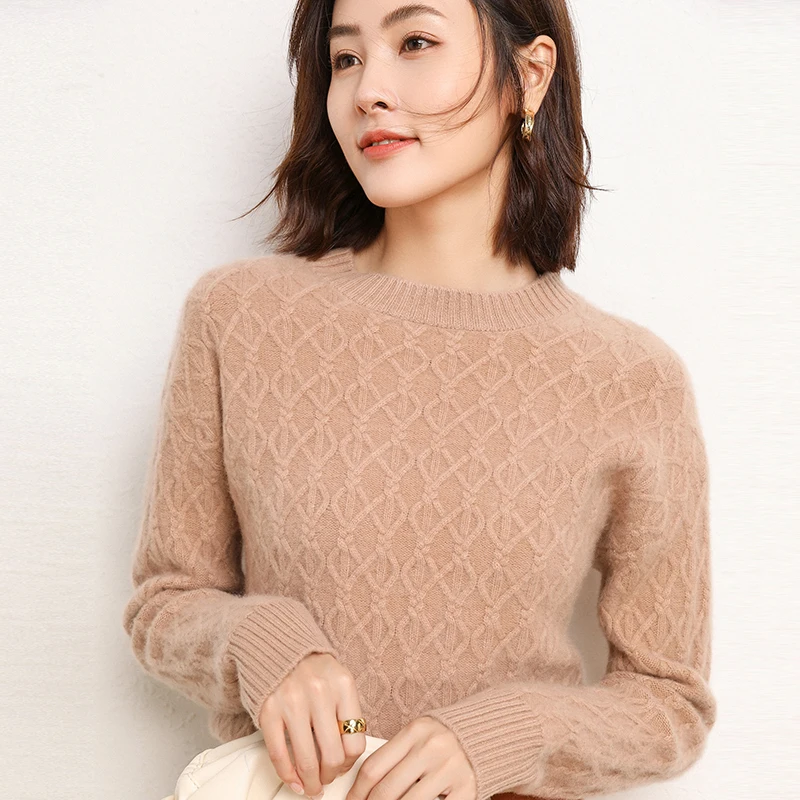 

100% Wool Cashmere Sweater Women 2021 New Autumn and Winter Fashion Loose Mock Neck Warm Knit Jumper Women sweater