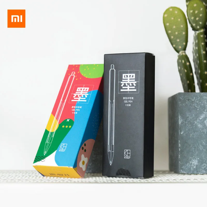 

New Xiaomi Mijia Kinbor Gel Pen Scrub Pen Press The Pen 0.5mm Replaceable Water-based Pen Bullet Head Ten-color Ink Black Refill