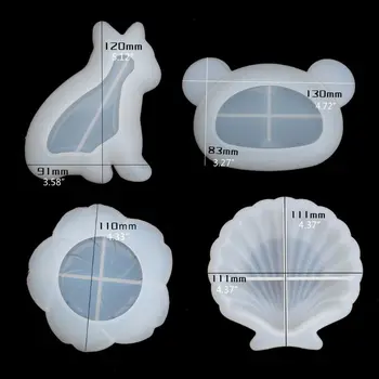 

Cute Dish Resin Mold Bulldog Shell Bear Flower Plate Silicone Resin Dish Mould 634D