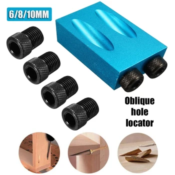 

Woodworking Guide Oblique Hole Positioner 6/8/10mm 15 Degree Puncher Locator Pocket Hole Jig For DIY Carpentry Tools