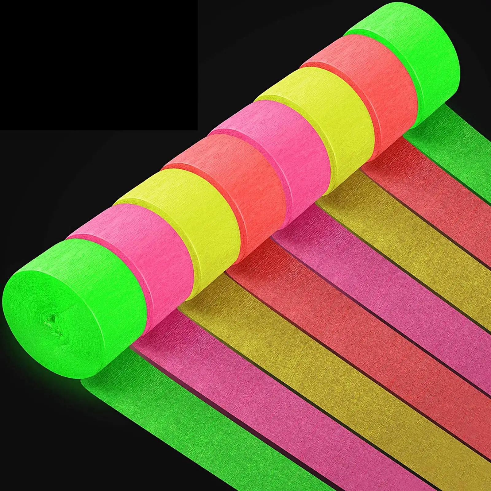 Party Ribbon Decoration- Crepe Paper- Party Supplies And Accessories  Fluorescent-8 Packs