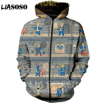 

Funny 3D Print Unisex Anime Fallout 4 hip hop game Sweatshirt Long sleeve homme Harajuku zipper shirt hoodies rock hoodie A257