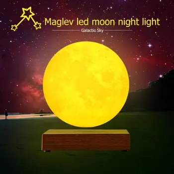 

Magnetic Levitation LED Moon Lamp Wooden Base Touch 3D Print Light Bedroom Moon Night Lamp Gifts Floating Romantic Home Light
