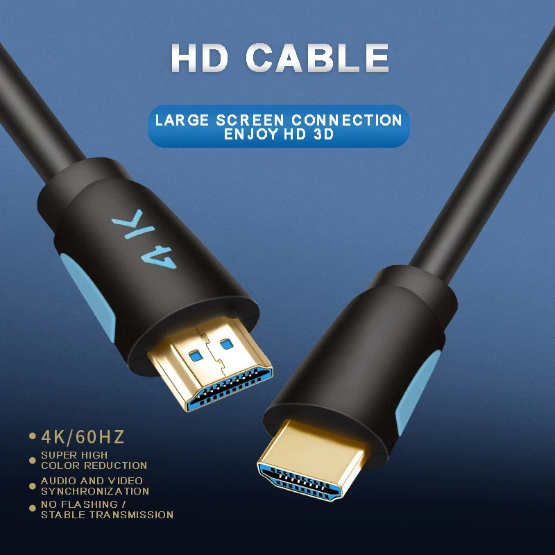 Pohiks 1 шт. Черный Прочный 60 Гц шнур 4K 3D Высокоскоростной HDMI-совместимый кабель 2 0