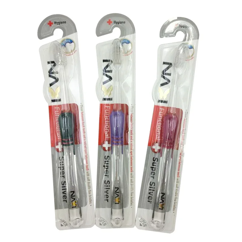 

Imported from South Korea na chi jian Silver Additive Silver Ion Fine Wool Toothbrush Double Layer Soft Bristle Cleaning Total G